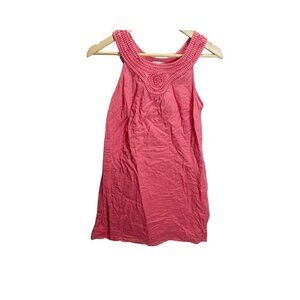 Gap Tank Dress Womens Size Small Pink 100% Cotton Sleeveless Halter Neck‎ Summer